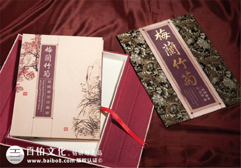 梅蘭竹菊絲綢郵票珍藏冊(cè)定制-成都集郵冊(cè)制作